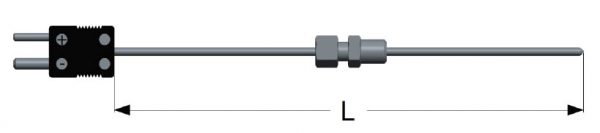Mineral insulated thermocouples series (MgO) with miniature type compensated connector and compression fitting