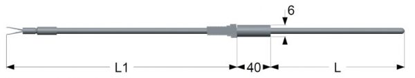 Mineral insulated thermocouples series (MgO) with extension cable without fittings