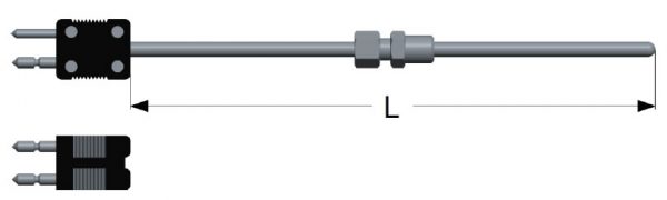 termocoppie serie ossido minerale con connettore compensato doppio standard e raccordo scorrevole