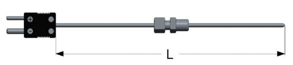 termocoppie serie ossido minerale con connettore compensato mignon e raccordo scorrevole