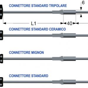 Termocoppie serie ossido minerale con cavo di estensione e connettore compensato con raccordo fisso